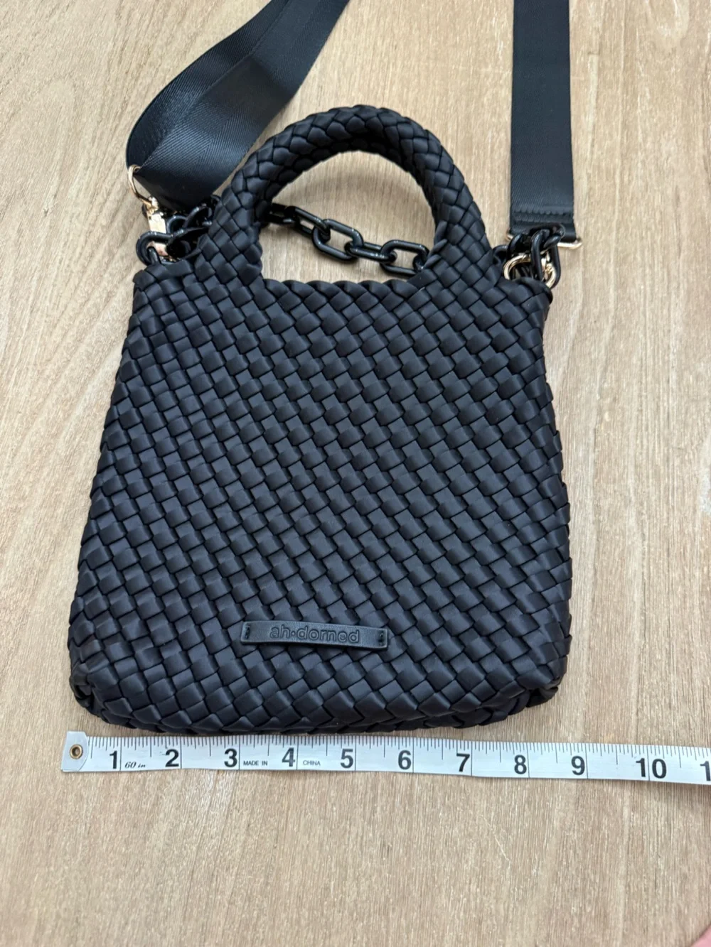 Ahdorned Lola Woven Neoprene Crossbody Bag in black